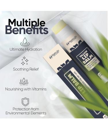 Beef Tallow Lip Balm All Natural Tallow & Beeswax Chapstick Hydrating Moisturizing Grass Fed Tallow Lip Care Soothes Chapped Dry Sensitive Lips Long Lasting & Vitamin Rich Made in USA - Buy Online on GoSupps.com