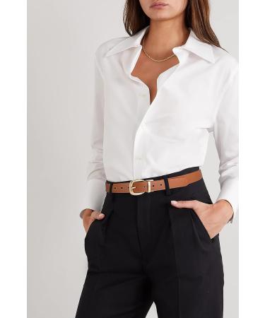 CR Reversible Women's Leather Belt - Rotated Gold Buckle, 1.1 Width - Black/Burnt Orange - Size 35-37 (Fits Pants 12-14) - Buy Online on GoSupps.com