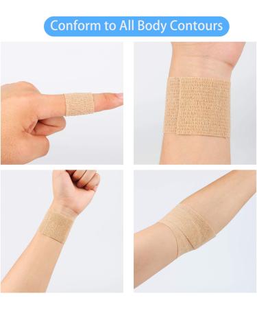 12-Pack Self Adherent Cohesive Wrap Bandages 2 x 5 Yards - Skin Color Athletic Tape for Sports - Elastic Self Adhesive First Aid Tape - Wrist Bandage Wrap - 12 Count - Buy Online on GoSupps.com