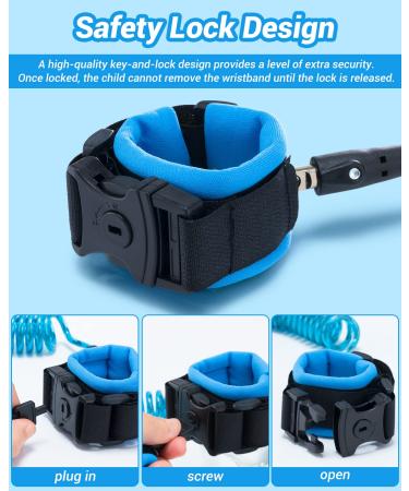 Dr.meter Anti Lost Wrist Link 2 Pack Toddler Safety Leash with Key Lock - Child Walking Harness Rope Leash for Kids - Reflective - 8.2ft Blue + 4.92ft Orange - Buy Online on GoSupps.com