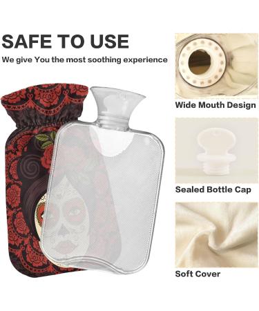 Buy Naanle Rose Mexican Skull Hot Water Bottle 1L Transparent Hand & Foot Warmer for Pain Relief & Heat Therapy International Shipping Available - Buy Online on GoSupps.com