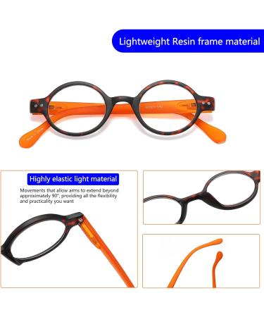 KoKoBin 4-Pack Mini Round Reading Glasses - Comfortable Multicoloured Readers for Women & Men - 2.50 Magnification - Buy Online on GoSupps.com