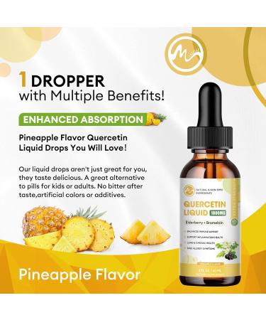 Quercetin Supplements - Quercetin Liquid Drops 5 in 1 Quercetin Organic with Bromelain Elderberry Vitamin for Immunity Health Respiratory Health Skin Care 60ml - Buy Online on GoSupps.com