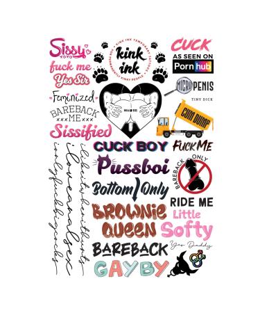 Kink Ink - 26 x Male Gay Cuck LGBTQ+ Temporary Tattoo Sexy Kinky Sticker