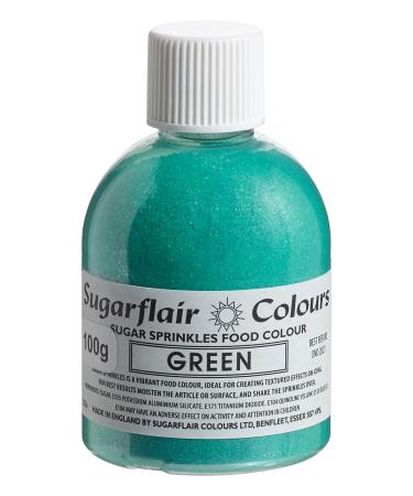 Sugarflair Green Edible Glitter Sugar Sprinkles - for Cake Decorating Sprinkle on Cakes Cupcakes Treats Desserts Ice Cream and Deserts - 100g