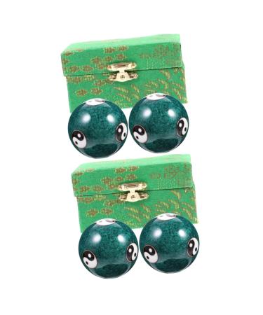 Magiclulu 4 piece of health massage handball older handballs made of metal massage balls for adult physical balls massage sport fitness training ball cloisonn -emille