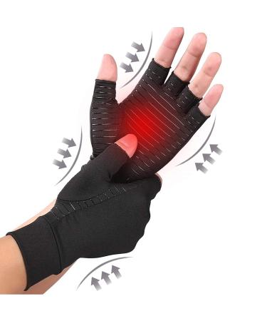 DRNAIETY Arthritis Compression Gloves- Best Copper Arthritis Gloves for Women and Men 88% Copper Fiber Fingerless Compression Gloves Help Arthritis Symptoms Raynaud's Disease Carpal Tunnel (M)