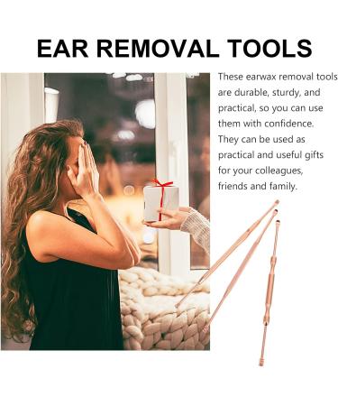 3pcs Stainless Steel Earwax Removal Kit - Rose Gold Ear Cleaning Tools for Adults, Double-Ended Ear Curettes and Massage Spoons - Buy Online on GoSupps.com
