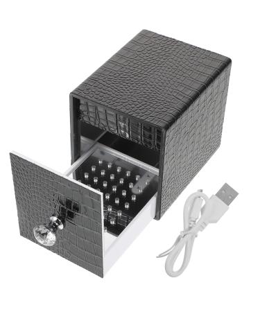 minkissy Monitor Stands Cleaning Organizers Stand Container Grinding Usb Bits Tool Case Cleanser Holder Nail Drill Manicure Salon Polishing Acrylic Light Storage Blue with Drills 12x8.5cm Black