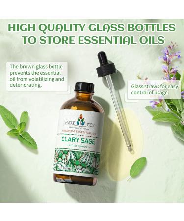 EVOKE OCCU Clary Sage Essential Oil 118ml - 4 FL Oz | Pure Sage Oil for Diffuser, Massage, Fragrance, Candle & Soap Making - Buy Online on GoSupps.com