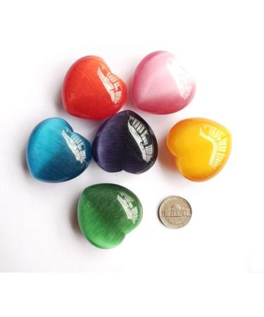 Manekieko Pink Cats Eye Heart - 40mm Carved Love Stone | Healing Crystals for Worry & Relaxation | International Shipping - Buy Online on GoSupps.com
