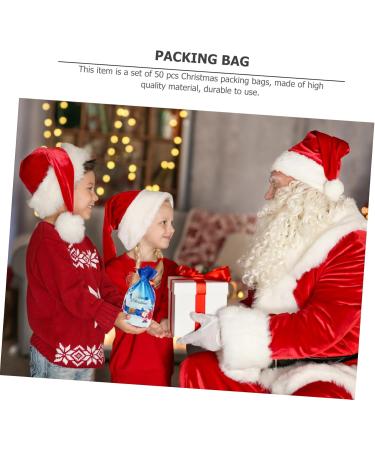 Abaodam 50 Pcs Christmas Wrapping Bag Candy Bags Christmas Candy Bag Goody Bag Storage Bags Drawstring - Buy Online on GoSupps.com