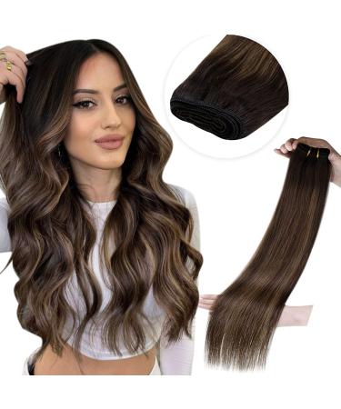 LAAVOO TREEEN REAL HAUR Extensions Braun Balayage Real Hair Tress to Sew darkest brown ombre light brown Remy Sew In Extensions Real Hair Weaving Small 80g #2/8/2 30cm 30cm 1.14 #2/8/2