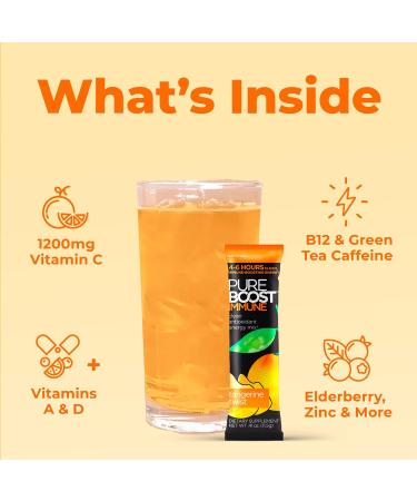Pureboost Immune Clean Energy Drink Mix with Elderberry & Vitamin C - Tangerine Twist 30 Count - Buy Online on GoSupps.com