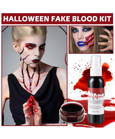 Realistic Fake Blood Spray Kit - Washable Halloween Blood Makeup for Zombie & Vampire Cosplay | Black Stipple Sponge Included - Buy Online on GoSupps.com