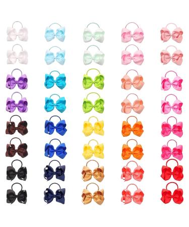 WillingTee 40Pcs 4.5 Boutique Pops Hair Bows Elastic Ties 20 Colors for Girls, Teens & Toddlers - Buy Online on GoSupps.com