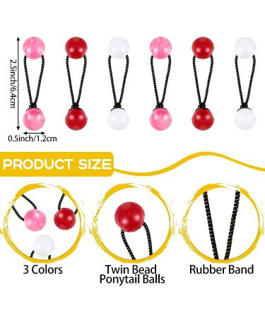 36 Pcs Colorful Twinbead Bubble Hair Ties for Girls - 80s 90s Hair Accessories (Pink Red White, 12mm) - Kids Toddler Children - Buy Online on GoSupps.com