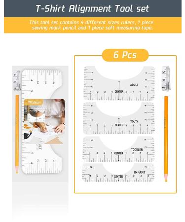 6Pcs T-Shirt Alignment Tool - Center Designs for Adult, Youth, Toddler, Infant - Transparent - Buy Online on GoSupps.com