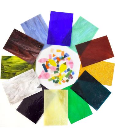 Wecrejoni 12 Sheets Variety Stained Glass 4x6 - Cathedral Art Glass Mixed Textures for Stained Glass Crafts (Mix-2) - Buy Online on GoSupps.com