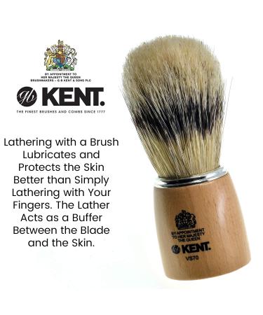 Kent VS70 Natural Badger Bristle Shaving Brush - Luxury Beechwood for Men | Perfect Lather for Safety Razors & Shaving Cream | Premium Quality Since 1777 - Buy Online on GoSupps.com