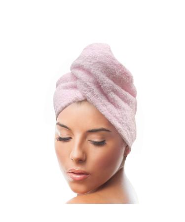 KEEPOZ Hair Towel Wrap Quick Dry 100% Cotton Super Absorbent Turban Head Wrap for Women with Button  Non Microfiber Anti Frizz Hair Products  Hair Cap for Curly  Long & Thick Hair (Pink  1 Pc) Pink 1 Pc