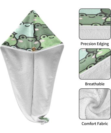 Shop Cute Frog Dry Hair Cap | 2-Piece Quick Drying Towel Set with Button Headband | Super Absorbent & Comfortable - Perfect for International Shipping - Buy Online on GoSupps.com