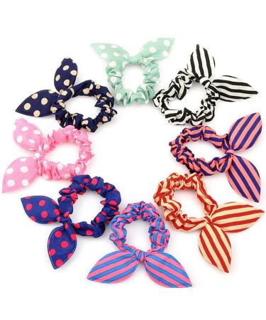 20 pieces of cute girl women rabbit ears hair bands ropes ponytail holder elastic cotton stretch hair styling tools headband hair tie hair jewelry (color random)
