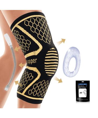 Lexniush Copper Knee Support for Women/Men Knee Brace Compression Sleeve Support for Arthritis Joint Pain Relief Ligament Damage Knee Pain Meniscus Tear ACL MCL Tendonitis Running Squats Sports Small Copper