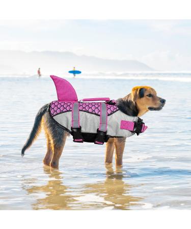 AIITLE Shark Dog Life Vest for XL Dogs - Pink - High Buoyancy Dog Flotation Vest for Water Sports - Buy Online on GoSupps.com