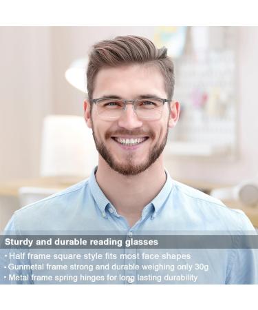 Buy EYECEDAR 5-Pack Men's Reading Glasses - Metal Half Frame Spring Hinges 2.50 Magnification - Stylish & Comfortable Eyeglasses - Buy Online on GoSupps.com