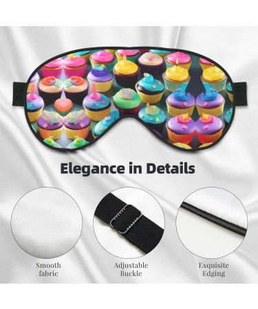 Colorful Happy Birthday Cupcakes Sleep Mask | Unisex Double-Sided Eye Mask for Sound Sleep & Skin Care - Buy Online on GoSupps.com