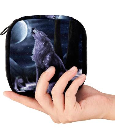 GIAPB Period Bag - Wolf Design Sanitary Napkin Storage Holder and Makeup Pouch - Buy Online on GoSupps.com