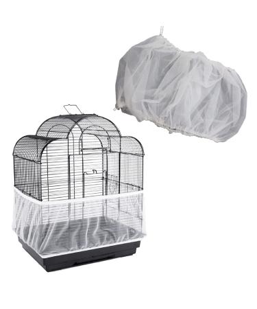 ZOCONE Bird Seed Guards & Catchers Stretchy Adjustable Drawstring Bird Cage Mesh Net Cover Cage Skirt 13"100" White