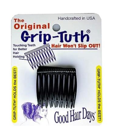 Good Hair Days Grip-Tuth Combs - Set Of 2 Hair Side Combs - Hair Combs For All Types Of Hair - Decorative & Hair Styling Women Accessories (Black 1 Wide)