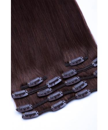 Clip In Hair Extension Set 7 Parts 60cm - 100% Remy Real Hair in Chocolate Brown (Color 04) | GlamX Densions - International Shipping Available - Buy Online on GoSupps.com