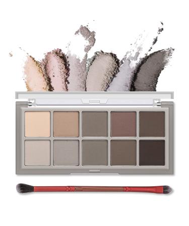 Erinde 10 Colors Eyeshadow Palette, Matte Black Grey Eyeshadow, Ultra-Blendable, High Pigmented, Long Lasting, Neutral Nude Eye Makeup Palette with Professional Brush, Suitable for Older Women #04 04#Cement color