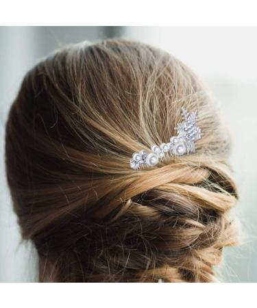 Beaupretty Wedding Hair Comb Pearl Vintage Bridal Hair Side Comb Snowflake Rhinestone Flower Hair Accessories Pieces for Women(Silver) - Buy Online on GoSupps.com