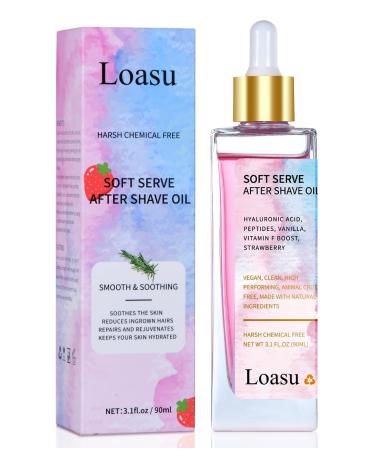 Loasu After Shave Oil for Women Soft Serve After Shave Oil Strawberry & Vanilla Scent for Smooth Skin Soothes Hydrates & Prevents Ingrown Hairs