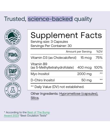 MIRA PCOS Supplement Myo Inositol & D-Chiro Inositol 40:1 Ratio Helps Promote Hormonal Balance and Support Ovarian Health & Metabolism 90 Capsules (30 Servings) 1 Bottle 1 Count (Pack of 90) - Buy Online on GoSupps.com