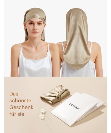 Premium 100% Silk Mulberry Hair Hood for Curly Hair | Lilysilk 19 Momme Long Sleeping Cap for Women - Brown - Buy Online on GoSupps.com