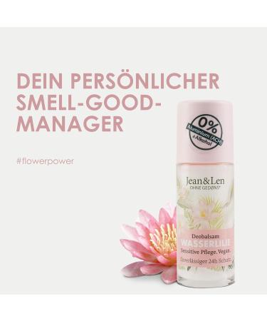  Jean & Len Jean & Len Water Lily Deodorant Balm - Naturally Offers Deodorant Protection for up to 24 Hours - Sensitive Care - Ideal Even After Shaving - Aluminium and Alcohol-Free Deodorant - Vegan - 50ml - Buy Online on GoSupps.com