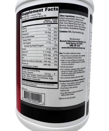 Beverly International Muscle Provider - 30 Servings Chocolate Protein Powder | Fast Absorbing Whey for Lean Muscle & Recovery | Tastes Like Ice Cream - Buy Online on GoSupps.com