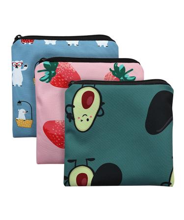 Sanitary Napkin Storage Bag 3pack Sanitary Napkin Pads Storage Bag with Zipper 5x5 inches First Period Bag for Girls Women Ladies(Strawberry) - Buy Online on GoSupps.com