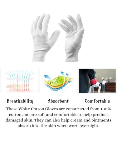 Lizzy White Cotton Gloves Pair Dermatological Eczema Butler Beauty Cotton Gloves for Dry Hands Moisturizing Gloves for Eczema (Medium) M (Pack of 2) - Buy Online on GoSupps.com