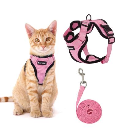 Dooradar Cat Harness and Leash Set - Escape Proof Adjustable Kitten Vest for Walking - Soft Breathable Mesh Jacket with Reflective Strips - XS Pink - Buy Online on GoSupps.com