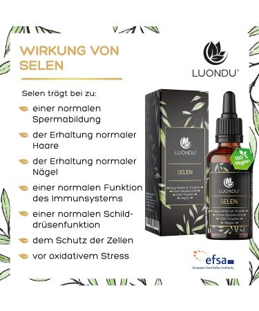 Luondu Selenium Drops 200 g - High Dose 50ml Vegan Liquid Supplement | 100 g Selenium per Drop | Highest Bioactivity Sodium Selenite - International Shipping - Buy Online on GoSupps.com