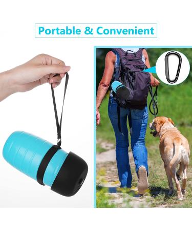 Pecute Dog Water Bottle (17oz/22oz) 2-in-1 Portable with Foldable Bowl | Leak-Proof Dispenser for Outdoor Walking, Hiking | Food-Grade Silicon, Blue - Buy Online on GoSupps.com
