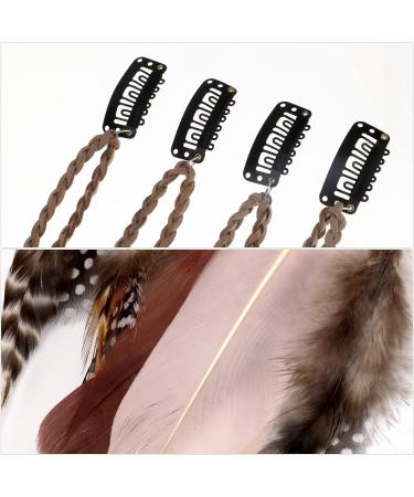 MWOOT Feather Hair Clips - Boho Hippie Extensions with Tassel, Beads, and Hemp Rope - Perfect for Women's Halloween Party Costume - Buy Online on GoSupps.com