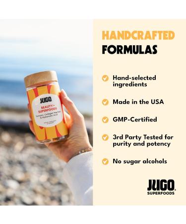 JUGO Beauty + SUPERFOODS Hair Skin and Nails Collagen Gummies Hyaluronic Acid and Turmeric Supplement Cruelty-Free Gelatin-Free and Gluten-Free Gummy Vitamins Non-GMO Made in USA 40 Count - Buy Online on GoSupps.com