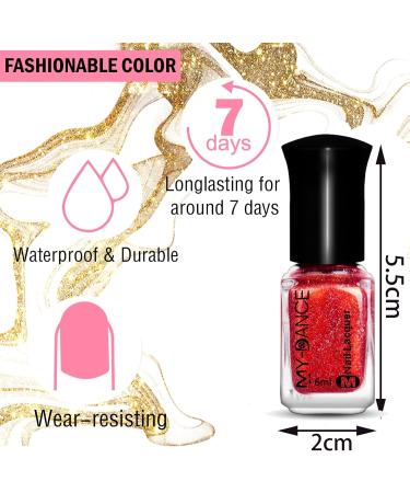 Red Nail Polish - 6ml Glitter Nail Varnish Sparkly Nail Polish Quick Dry & Long Lasting Red Polish Non Toxic Formula Nail Paint Manicure Nail Gel for Women DIY at Home No Need Cure VC01 - Buy Online on GoSupps.com